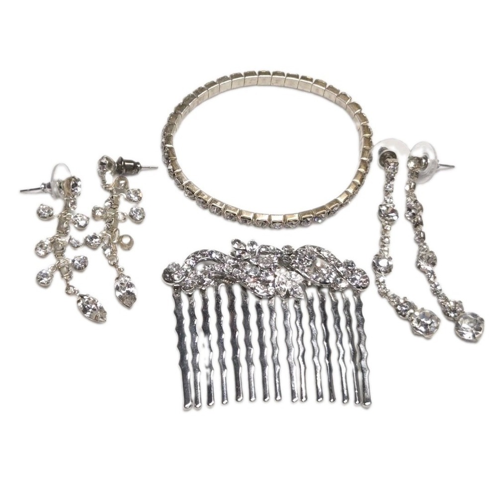 Wedding Jewelry White/Clear Rhinestone Mixed Elegant Bridal Prom Lot